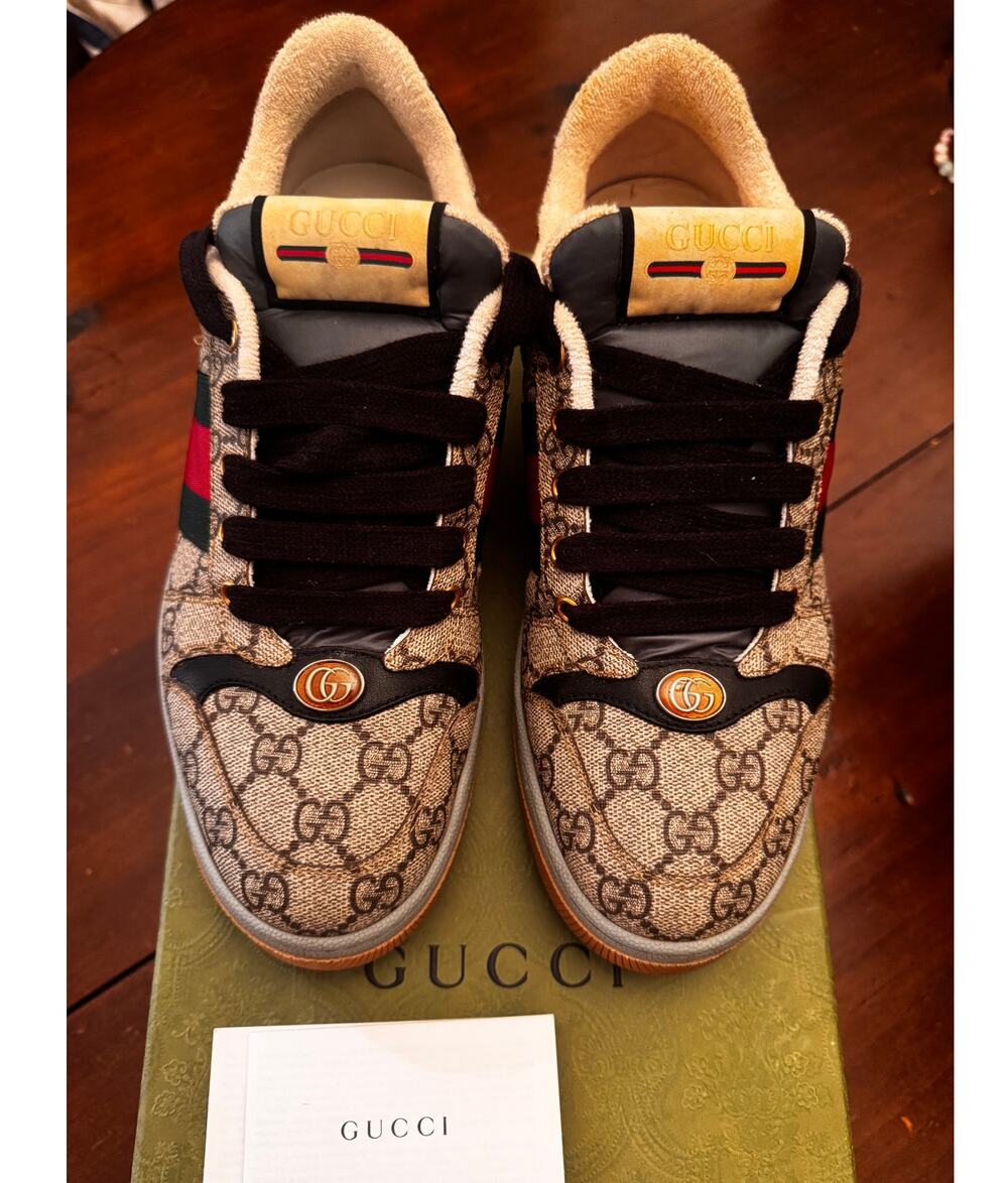 Gucci Men's Screener GG Supreme Canvas Sneakers Size 7 US Vintage Web Distressed